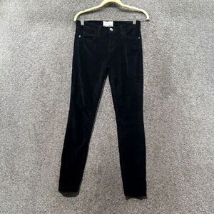 Current Elliott Velveteen Pants Women 26 Jet‎ Black The Stiletto Skinny 5 Pocket